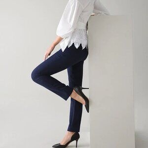 White House Black Market Petite Comfort Stretch Slim Trouser Navy 0P